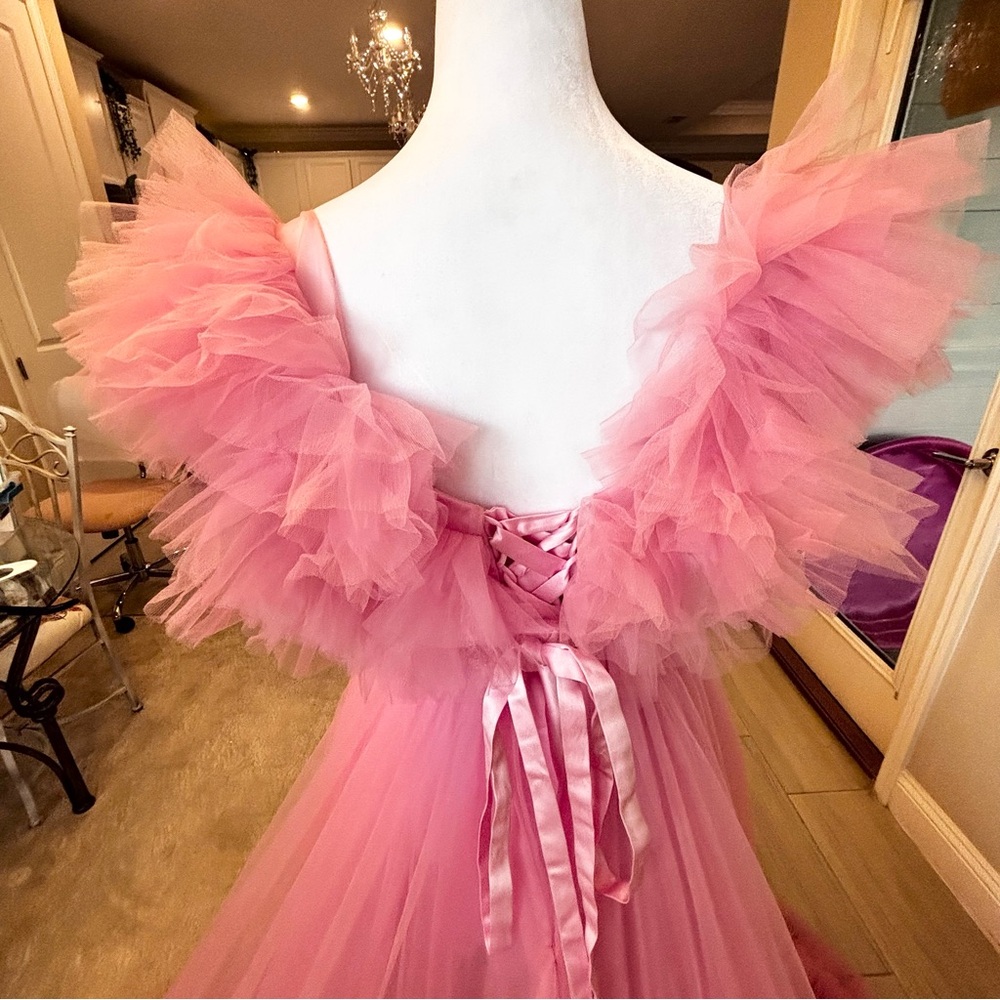 NEW Tulle Maternity Dress for Photoshoot Bridal Robe Light Pink NWOT Size L/XL - Picture 5 of 9